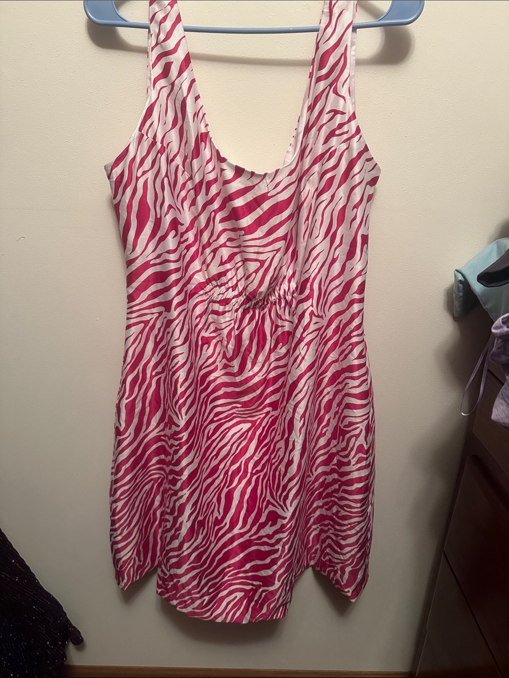 attention Pink and White Zebra-Print Dress
